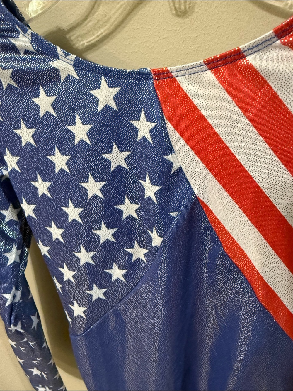 Sparkle Stars Gymnastics Leotard in Red, White & Blue Size 14A - Picture 3 of 7